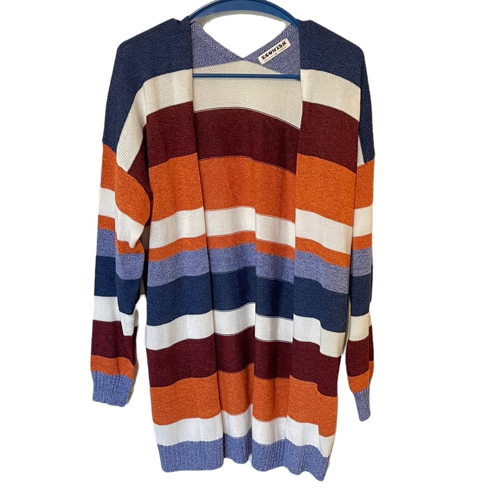 NWOT Ecowish Long Sleeve Striped Cardigan Sweater Size M